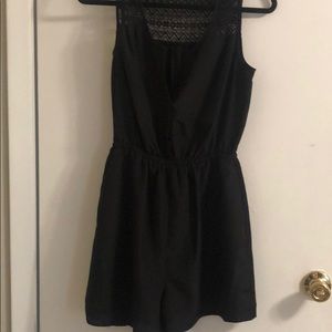 Black satin romper